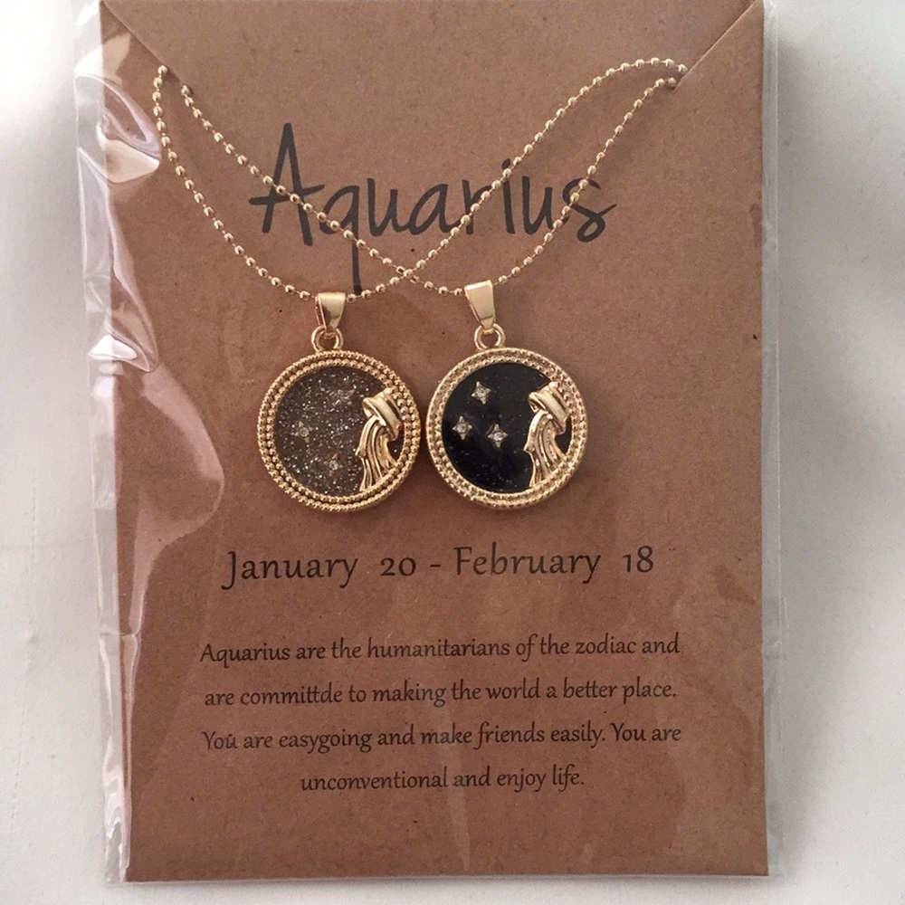 🍏50% OFF/3+...♒ Zodiac Aquarius double chain necklace set